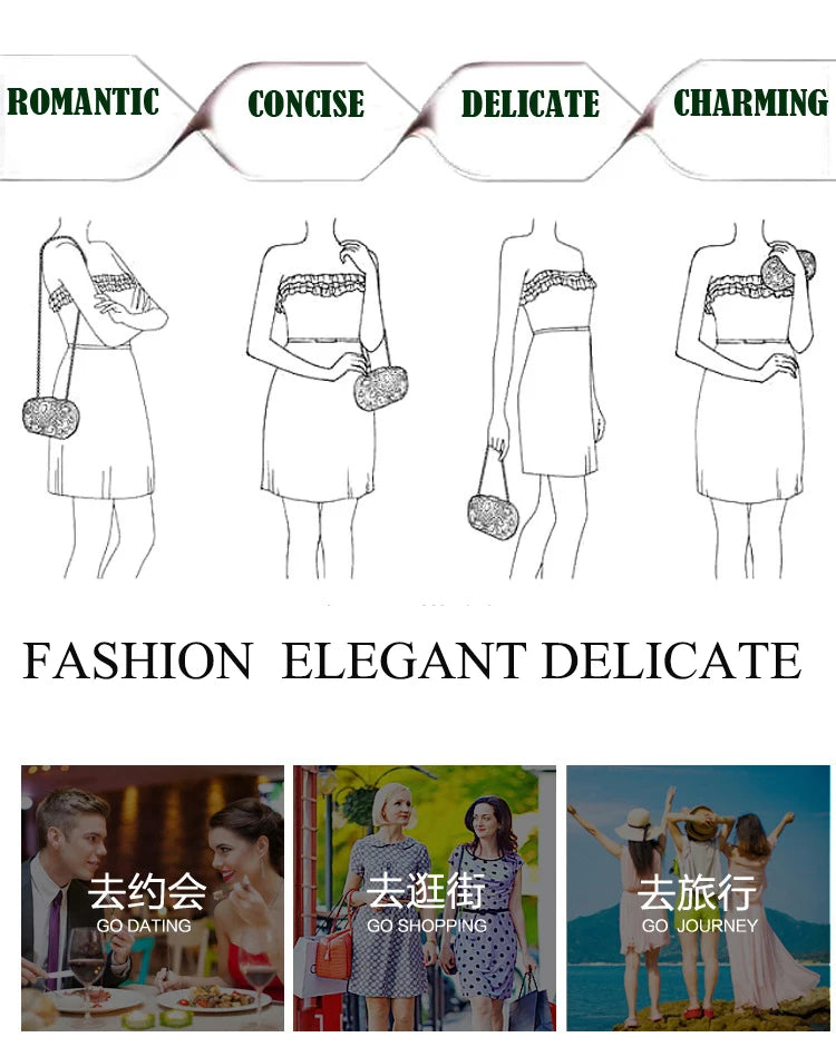 XIYUAN 15 Color Fashion Hollow Bow Woman Evening Bag Wedding Bride Diamond Stone Purse Crystal Banquet Gala Party Dinner Handbag