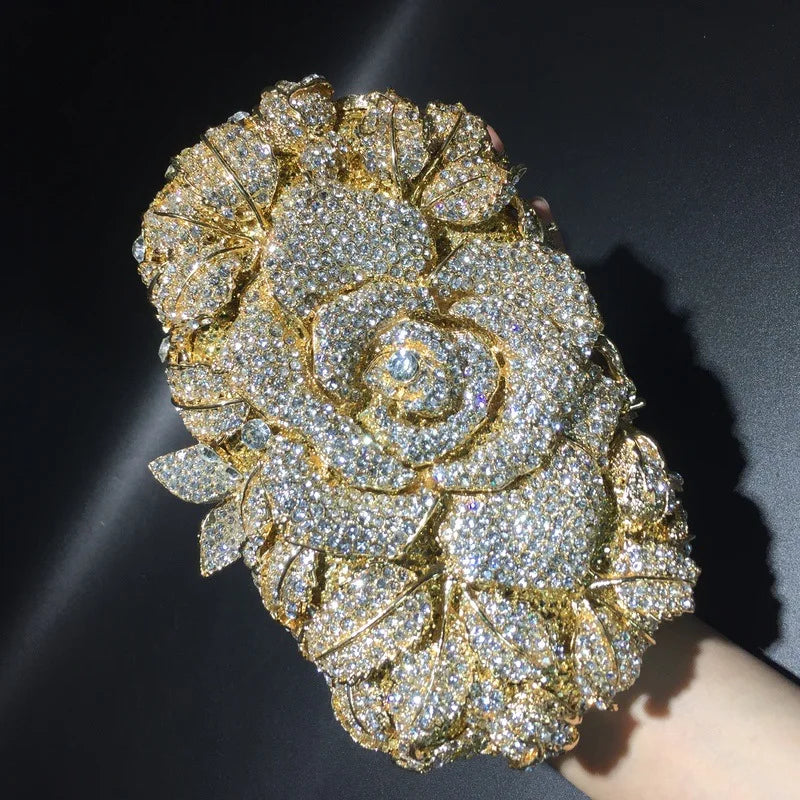 XIYUAN Silver Gold Black Red Colorful Crystal Clutch Purse Wedding Bridal Rhinestone Evening Handbags Party Dinner Banquet Bags