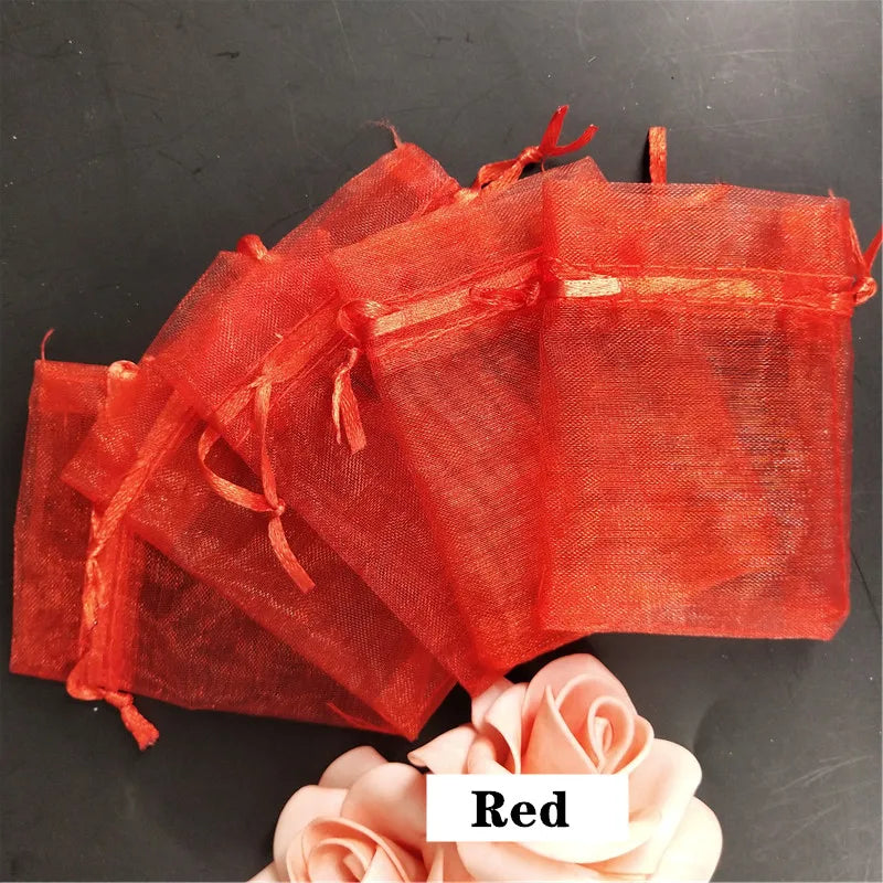 50Pcs/ lot 7*9cm High Quality Organza bags Jewelry Bag with Wedding Gift Drawable Bags For wedding derocation Party supprise 5Z