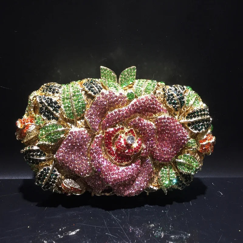 XIYUAN Silver Gold Black Red Colorful Crystal Clutch Purse Wedding Bridal Rhinestone Evening Handbags Party Dinner Banquet Bags