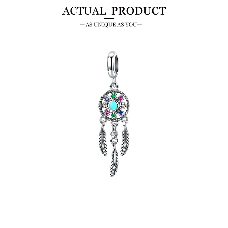 WOSTU 925 Sterling Silver Animal Cat Charm Pendant Heart Family Ladybug Bee Beads Fit Original Bracelet DIY Jewelry For Women