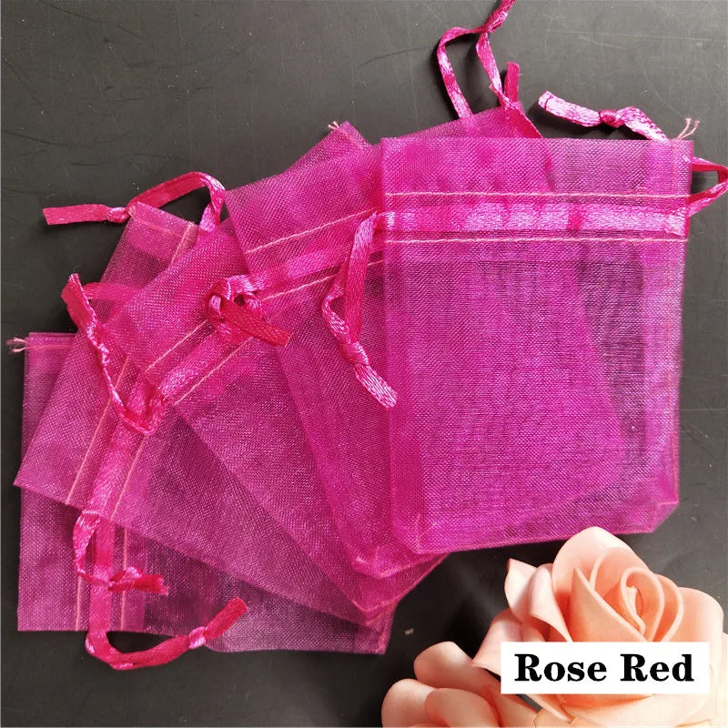 50Pcs/ lot 7*9cm High Quality Organza bags Jewelry Bag with Wedding Gift Drawable Bags For wedding derocation Party supprise 5Z