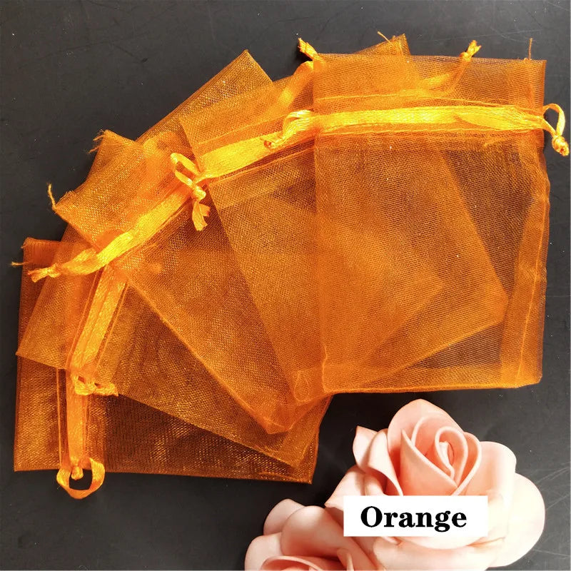 50Pcs/ lot 7*9cm High Quality Organza bags Jewelry Bag with Wedding Gift Drawable Bags For wedding derocation Party supprise 5Z