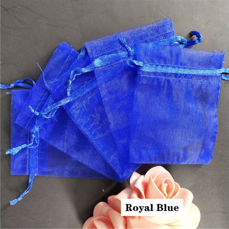 50Pcs/ lot 7*9cm High Quality Organza bags Jewelry Bag with Wedding Gift Drawable Bags For wedding derocation Party supprise 5Z