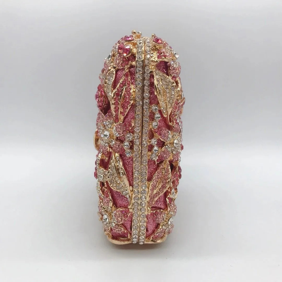 2025 New Arrival Flower Crystal Wedding Bridal Clutch Purse Luxury Designer Women's Dinner Party Cocktail Handbags Diamond Bags