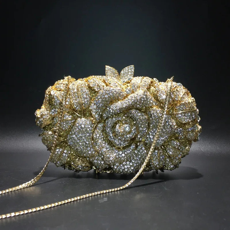 XIYUAN Silver Gold Black Red Colorful Crystal Clutch Purse Wedding Bridal Rhinestone Evening Handbags Party Dinner Banquet Bags