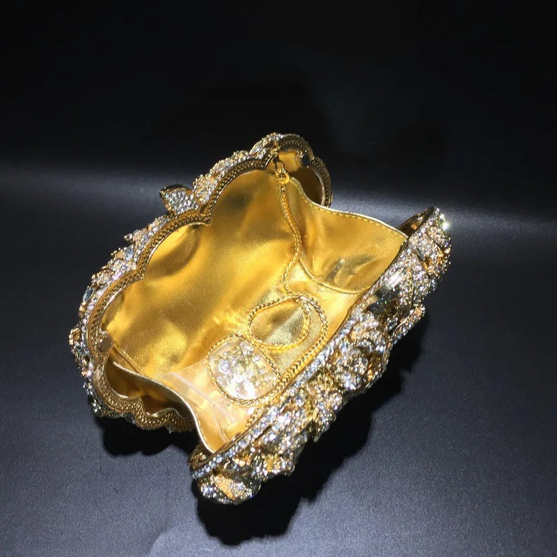 XIYUAN Silver Gold Black Red Colorful Crystal Clutch Purse Wedding Bridal Rhinestone Evening Handbags Party Dinner Banquet Bags