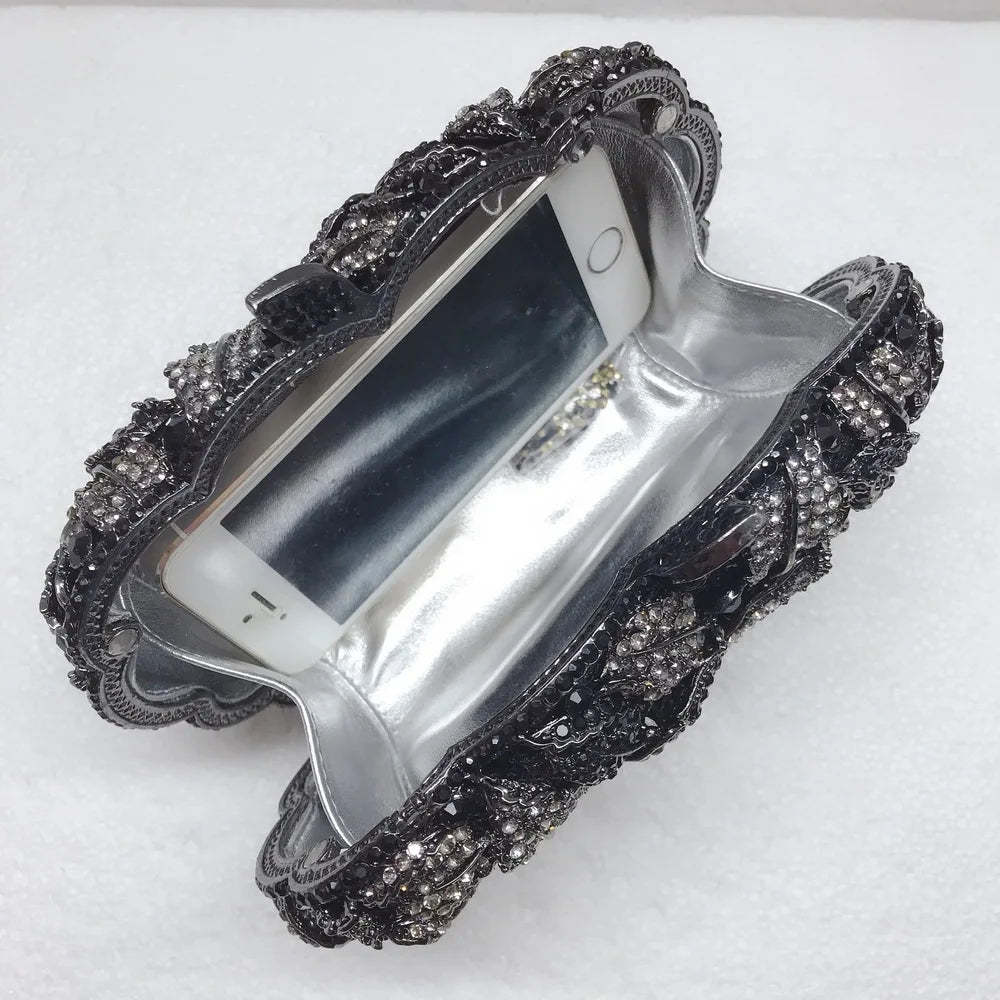 XIYUAN Silver Gold Black Red Colorful Crystal Clutch Purse Wedding Bridal Rhinestone Evening Handbags Party Dinner Banquet Bags