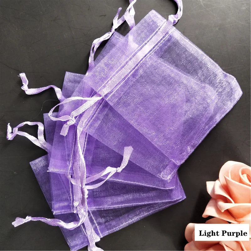 50Pcs/ lot 7*9cm High Quality Organza bags Jewelry Bag with Wedding Gift Drawable Bags For wedding derocation Party supprise 5Z