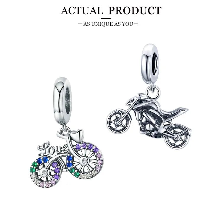 WOSTU 925 Sterling Silver Animal Cat Charm Pendant Heart Family Ladybug Bee Beads Fit Original Bracelet DIY Jewelry For Women