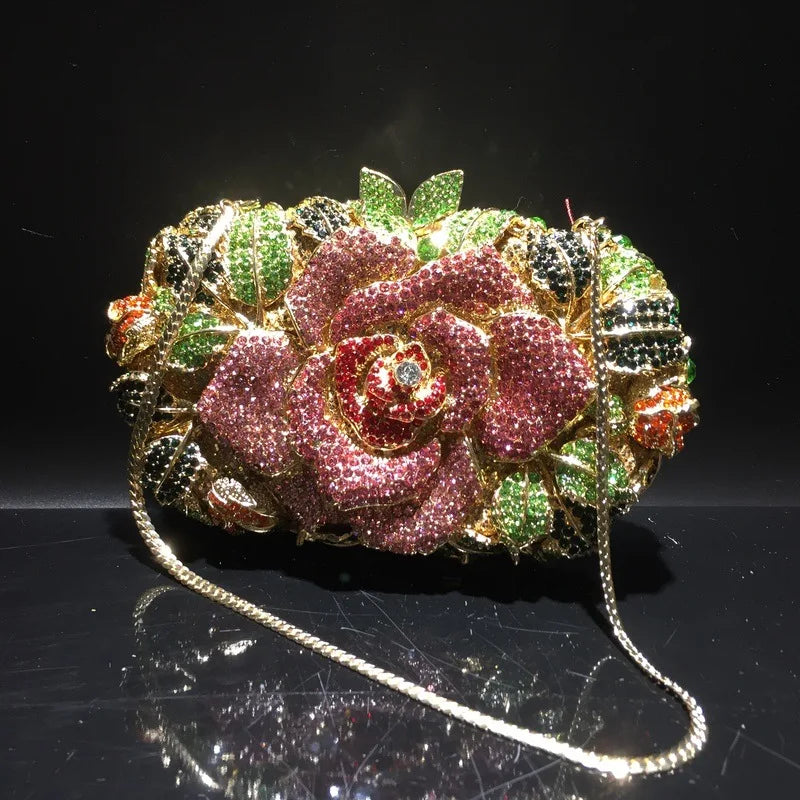 XIYUAN Silver Gold Black Red Colorful Crystal Clutch Purse Wedding Bridal Rhinestone Evening Handbags Party Dinner Banquet Bags