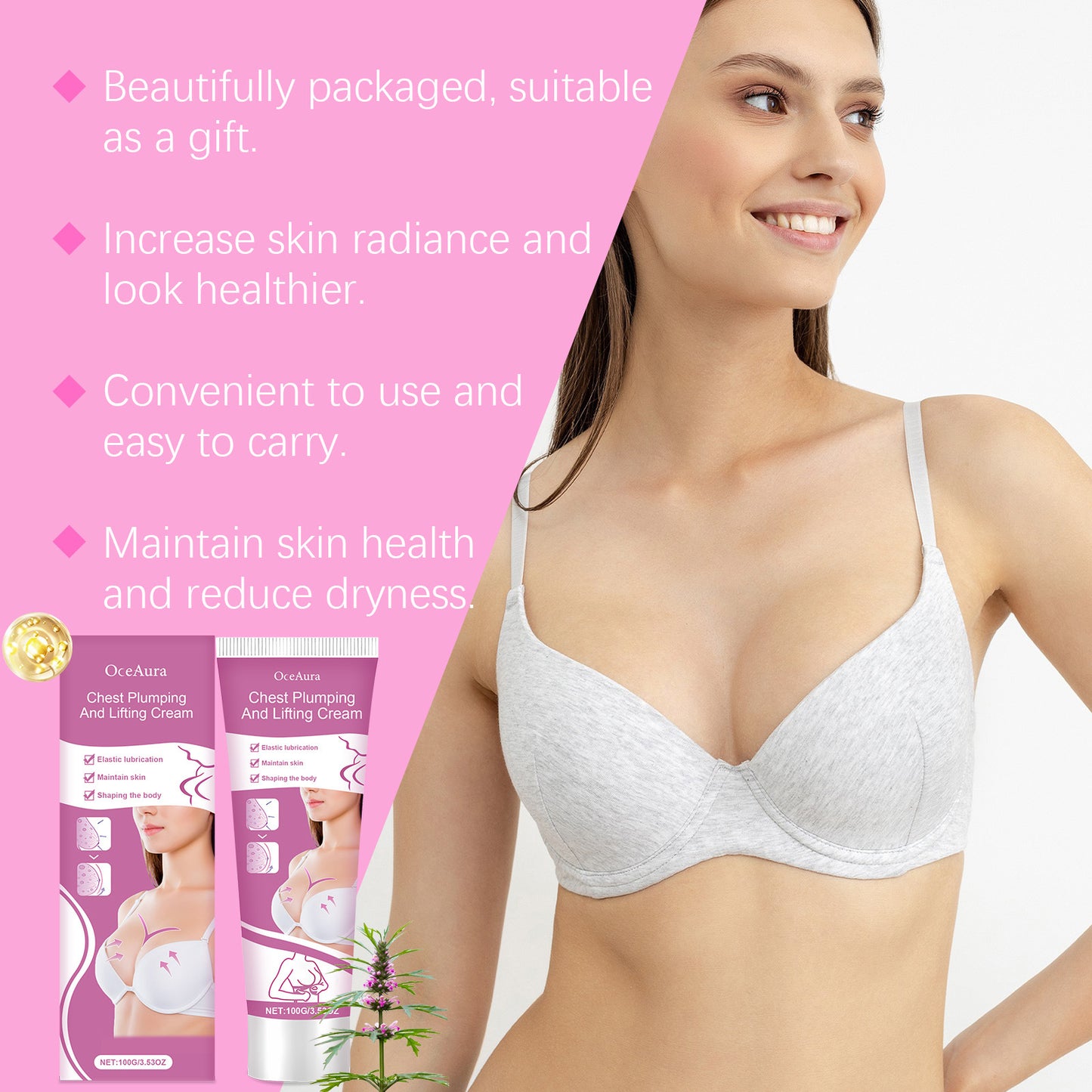 Chest Plumping Lifting Cream Enlargement Size up Enhancenment Improve Breast Flat Sagging Bust Firming Massage Boob Growth Cream