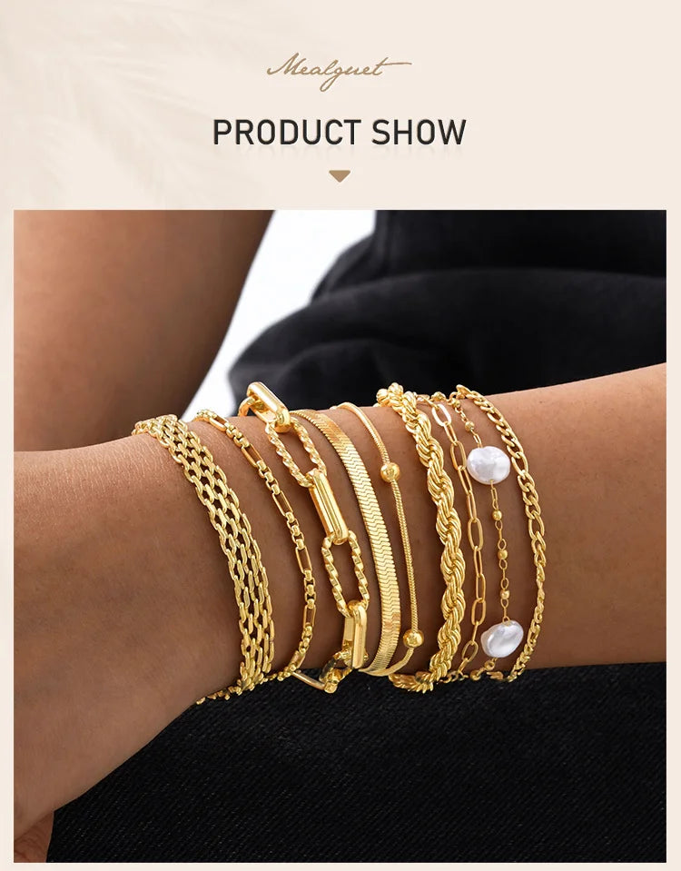 Waterproof Stainless Steel Chain Bracelets For Women , Gold Plated Fashion Stackable Link Bracelet Gifts