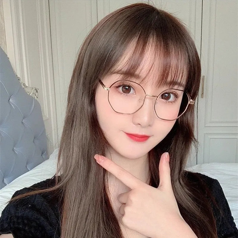 Fashion Ultra-Light Polygon Frame Anti-blue Light Glasses Unisex Reading Eyewear UV400 Shades Flat Mirror Eyeglasses