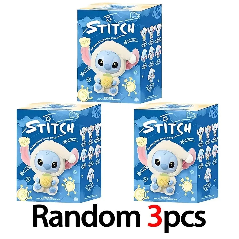 Disney New Stitch Eat Some Thing Before Sleep Series Vinyl Blind Box Bag Pendant Cute Plush Doll Mystery Box Toy Surprise Gifts