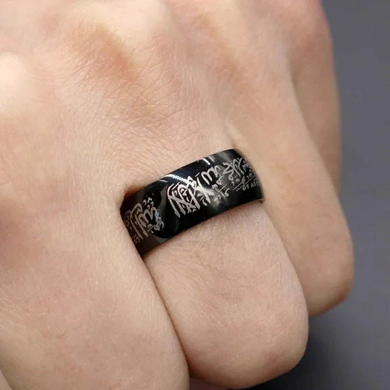 Titanium Steel Rings Quran Messager Muslim Religious Islamic Word Trendy Finger Vintage Ring for Men Women Bague Arabic God Ring