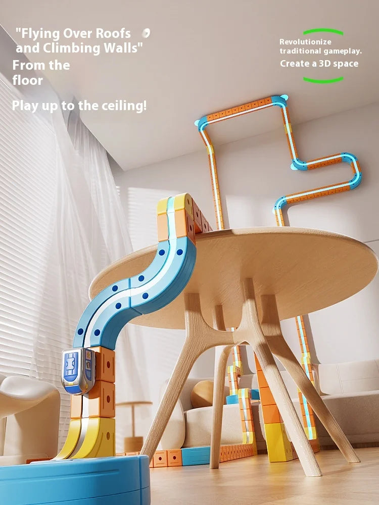 2025 New Magnetic Car STEM Racing Car Railtrack Set Montessori Motorized Train & Gravity Maze Toy For Kids Christmas Gift