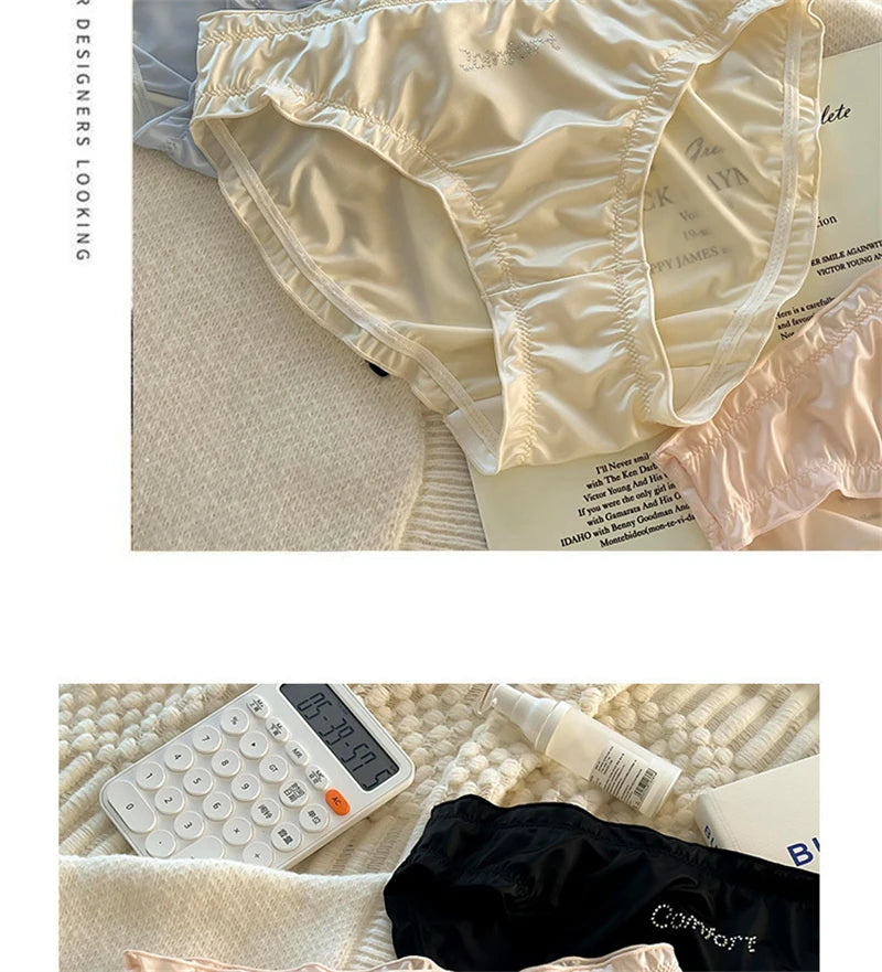 Satin lenceria Cute Sweet Girls' underwear Breathable calzones para mujer Silky smooth ropa interior femenina sexy panties 3XL