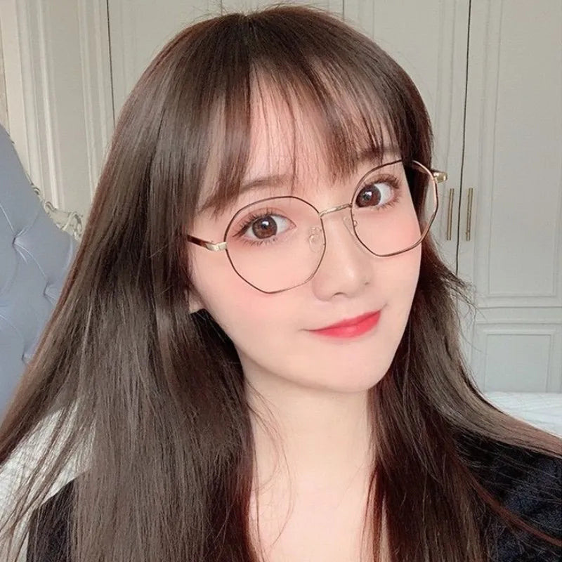 Fashion Ultra-Light Polygon Frame Anti-blue Light Glasses Unisex Reading Eyewear UV400 Shades Flat Mirror Eyeglasses
