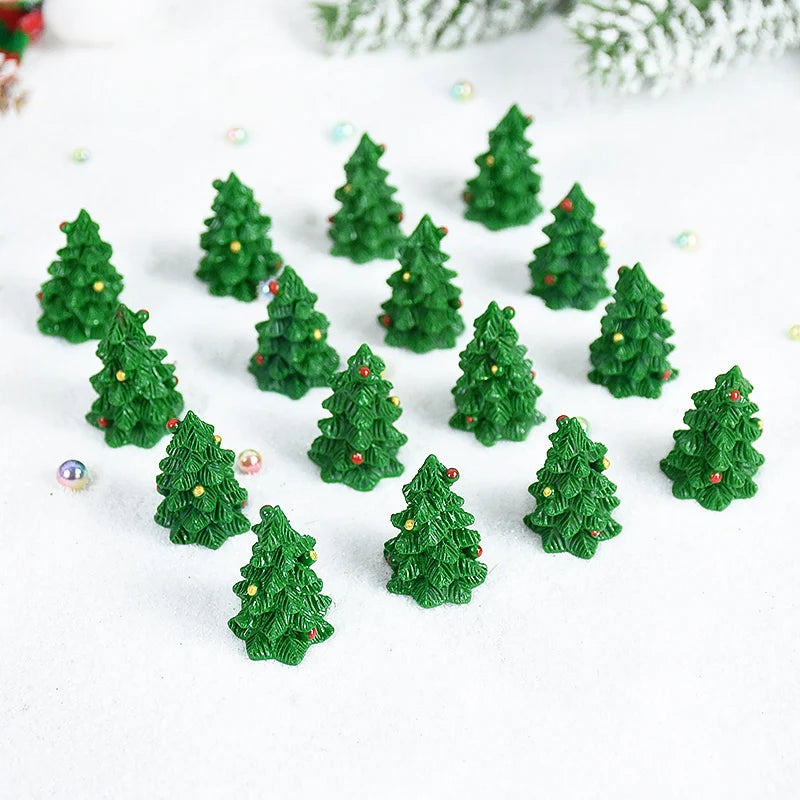 5/10pcs Mini Christmas Tree Couple Figurine Resin Xmas Trees Ornament Miniature Landscape Decor Christmas Decoration For Home