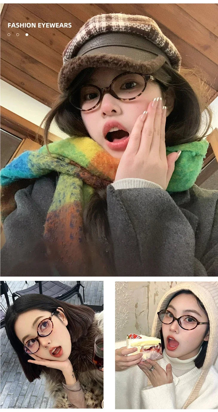 BLMUSA Retro Anti Blue Ray Photochromic Myopia Glasses Women Oval Small Frames Prescription Glasses Pop Classic Reading Glasses