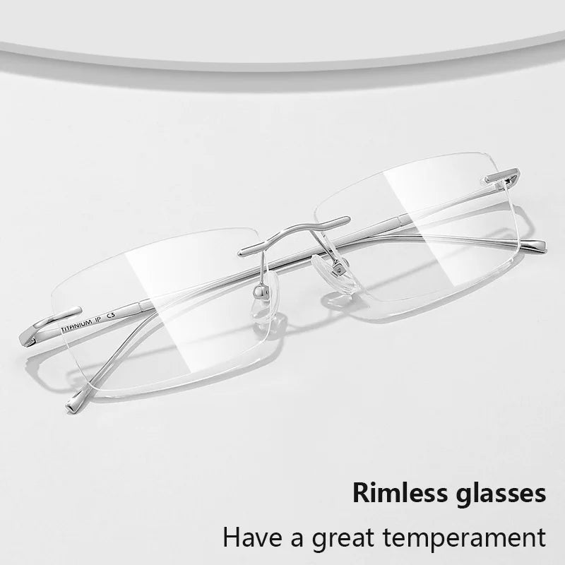 Pure Titanium Glasses Anti Blue Light Men's Eyeglasses Frames Luxury Brands Rimless Glasses Women Pure Titanium Computer Lenses