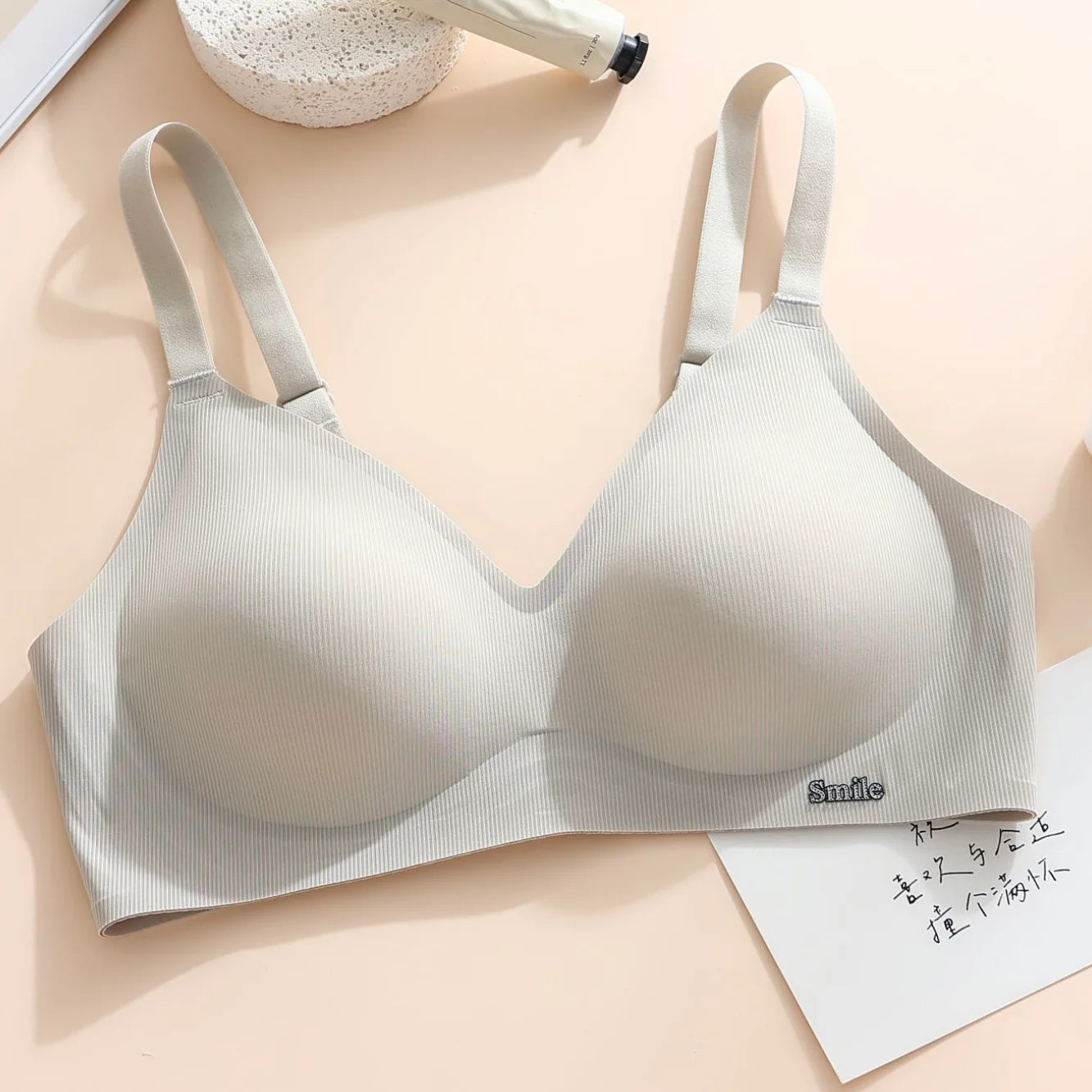 CAITING Beautiful Back Latex Cup Bra Soft Support Strips Skin-friendly Underwear For Women With Small Breasts