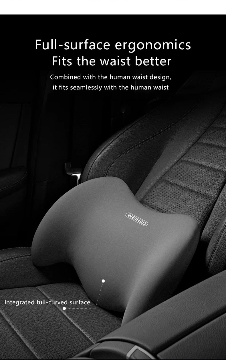 WEIHAO Car Memory Foam Neck Pillow Protection Lumbar Backrest Cushion Lumbar Cushion Car Headrest Cushion