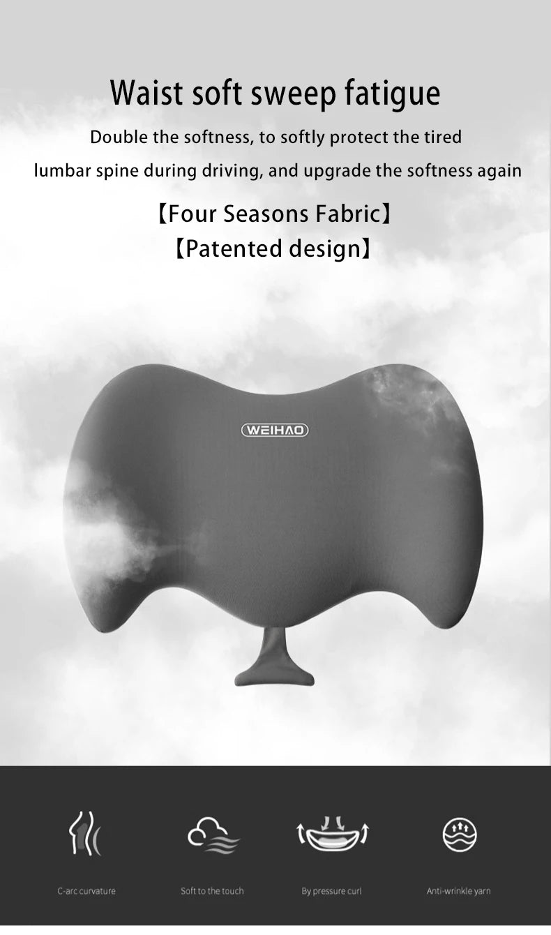 WEIHAO Car Memory Foam Neck Pillow Protection Lumbar Backrest Cushion Lumbar Cushion Car Headrest Cushion
