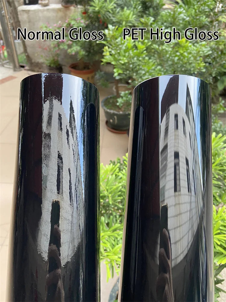 PET Glossy Black Vinyl Car Wrap Chrome Out Set Film Stickers Foil Air Release For Vehicle Roof Wing Pillar Motorcycle Tank