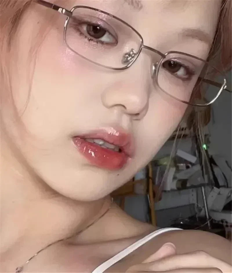 Y2K Harajuku Retro Small Square Frame Glasses for Women Metal Eyeglasses Clear Reading Spectacle Blue Light Blocking Eyewear