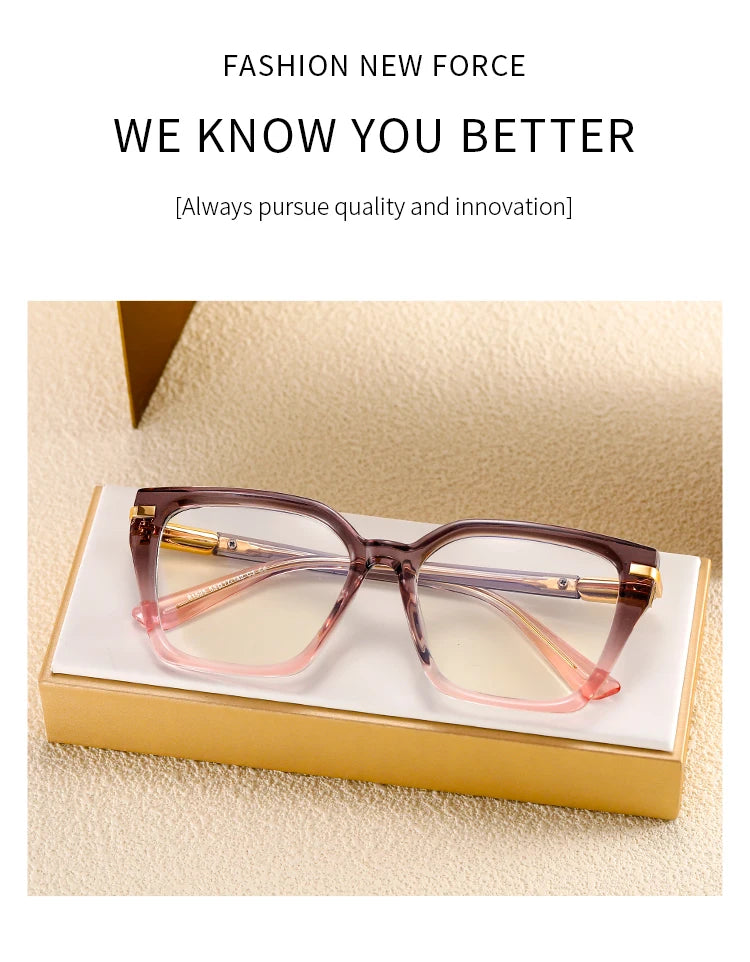 JMISUS Lightweight TR90 Butterfly Prescription Progressive Glasses Women Anti Blue Light Photochromic Square Optical Eyeglass