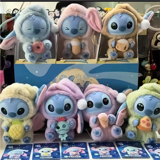 Disney New Stitch Eat Some Thing Before Sleep Series Vinyl Blind Box Bag Pendant Cute Plush Doll Mystery Box Toy Surprise Gifts