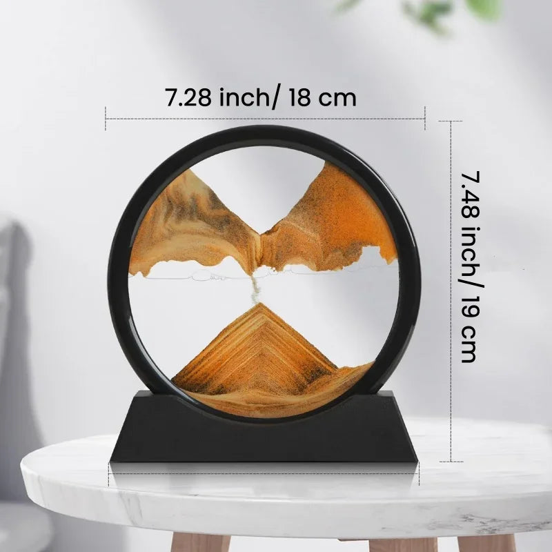 3D Hourglass Quicksand Moving Sand Art Picture Round Glass Deep Sea Sandscape Craft Flowing Painting Home Office Work Decor