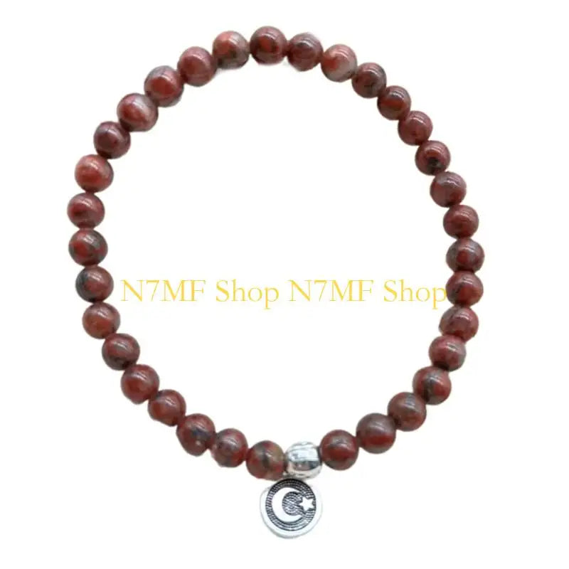 N7MF Unisex Prayer Beads Bracelet 33 Glass Beads Elastic Islamic Rosary Gift
