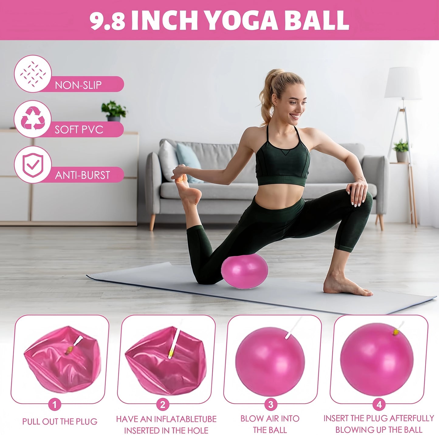 10-Piece Pilates Loops Yoga Kit, Stretch Belt Yoga Ball Rally Belt - Fitness Equipment for Stretching, Shaping and Core Training