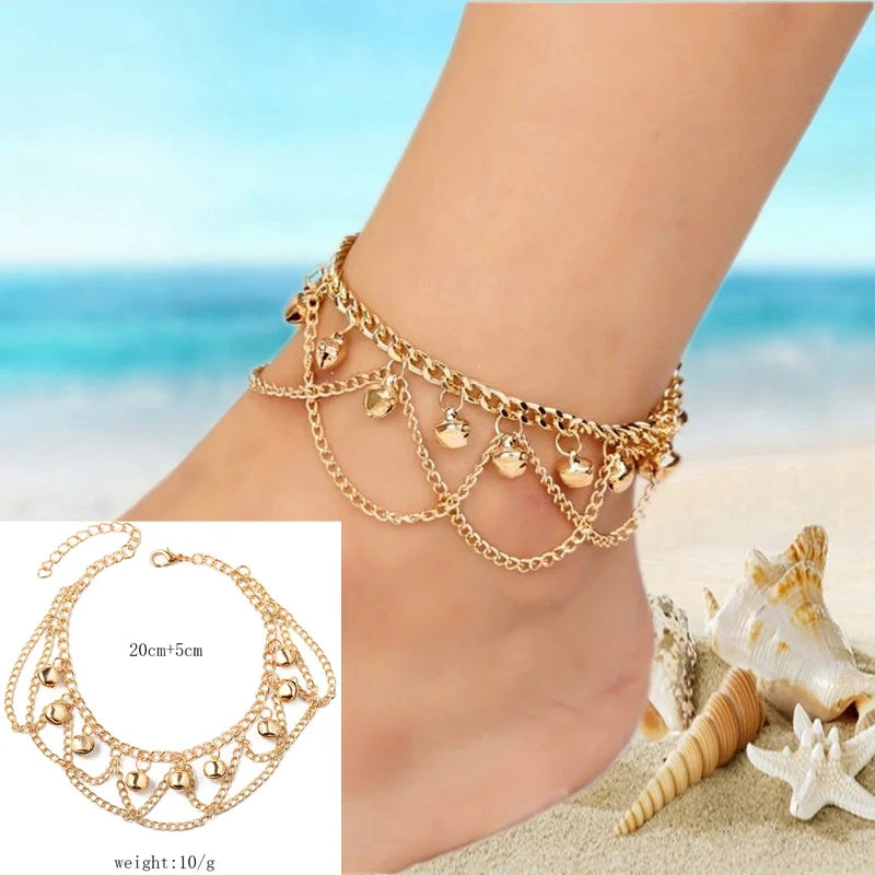 New Fashion Summer Beach Foot Chain Jewelry For Women Exquisite Gold Silver Color Shiny Rhinestones Ankle Bracelets Anklet