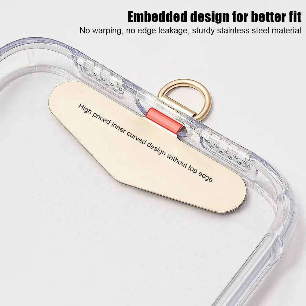 Steel Metal Phone Lanyard Gasket Patch Anti-lost Detachable Mobile Phone Rope Card Clip Strap Hang Cord Tab