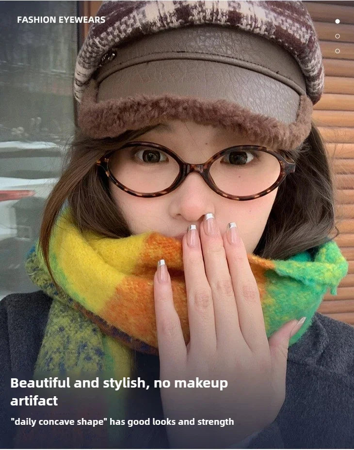 BLMUSA Retro Anti Blue Ray Photochromic Myopia Glasses Women Oval Small Frames Prescription Glasses Pop Classic Reading Glasses