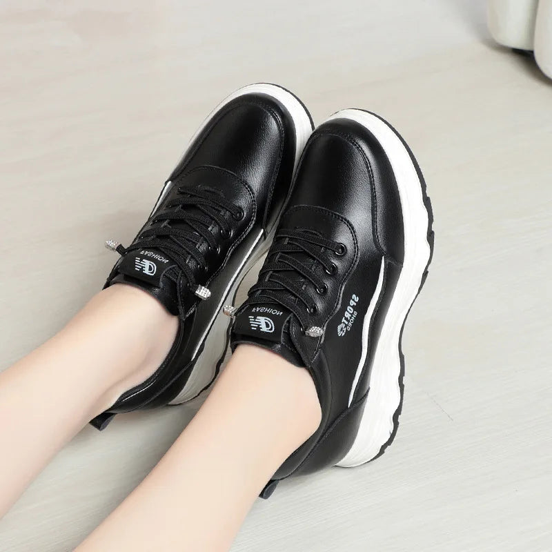 Women Water Proof Solid Comfort Sneakers Breathable Sports Shoes Outdoor Walking Flats Spring Casual Soft Leather Shoes 2024