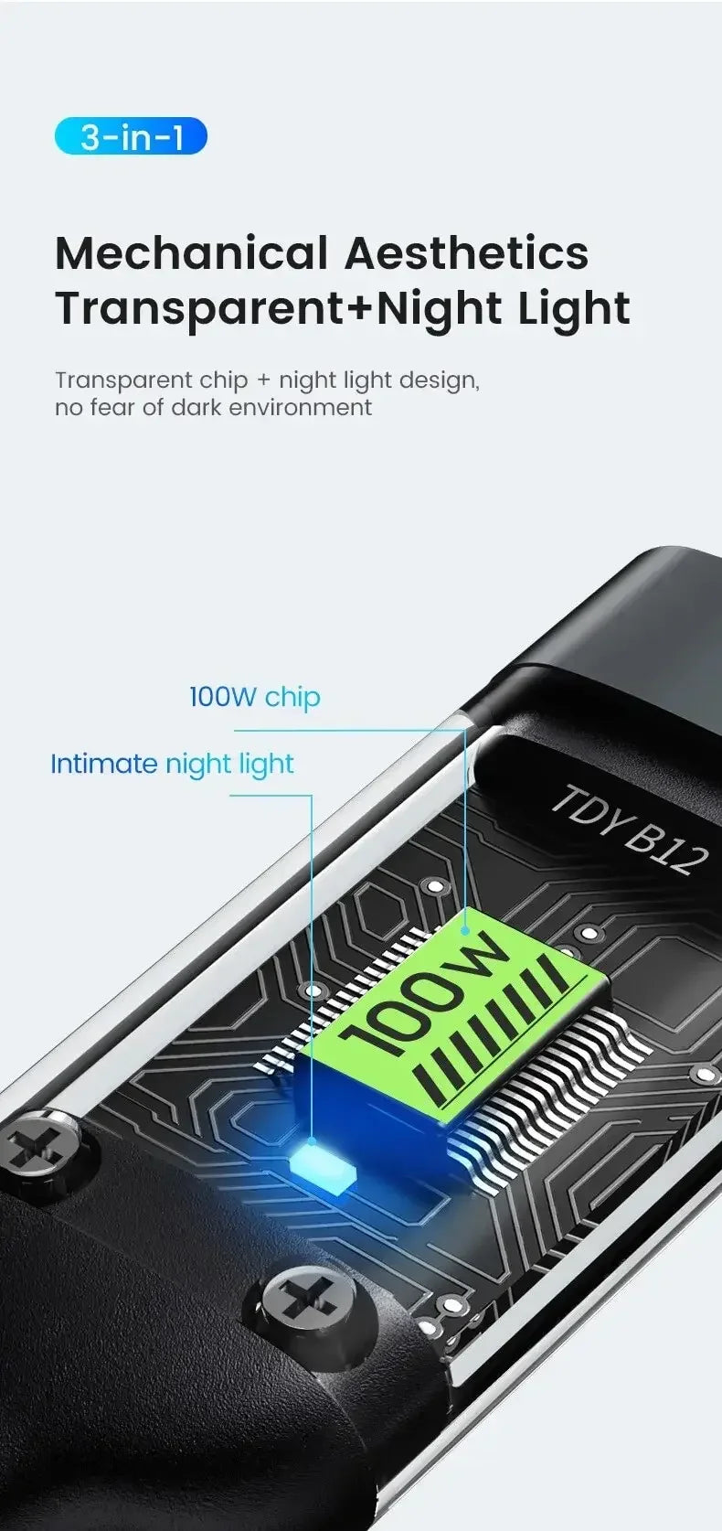 Luminous data cable 3 in1 mobile phone charging cable 100W fast charge braid typec data cable for iPhone Samsung Xiaomi Huawei