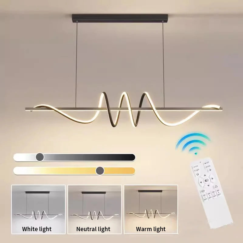 Minimalist Long Strip Restaurant Ceiling Chandelier Home Decor Bedroom Living Room Pendant Light Dining Table Bar Hanging Lamps