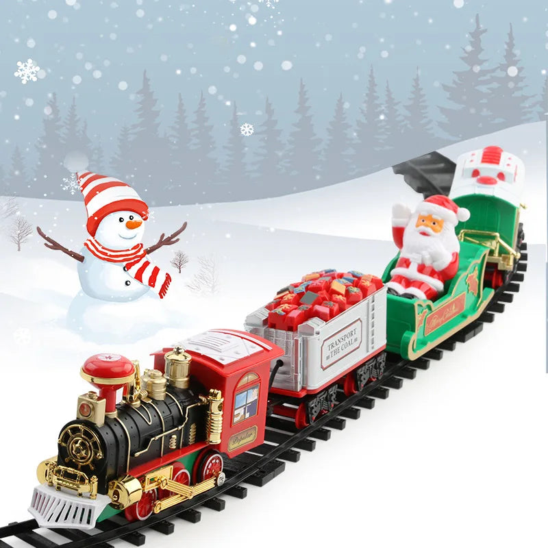 Christmas Electrical Train Christmas Tree Decoration Accessories Track Small Train With Music Santa Claus Train Children's Gift