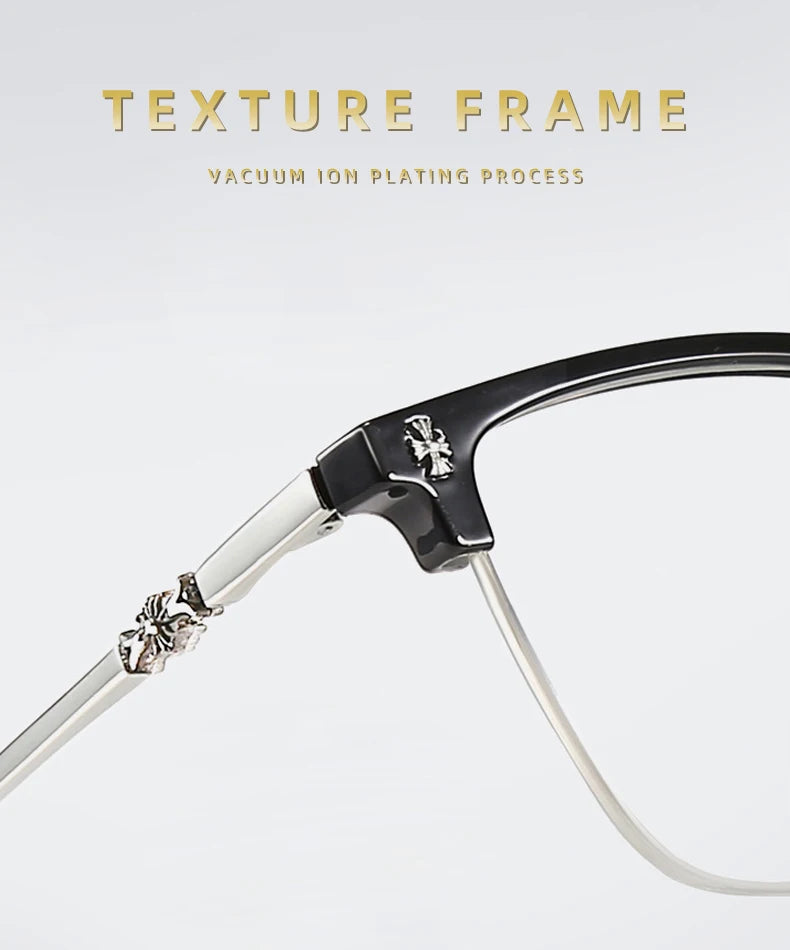 BLMUSA Men Classic Chrome Style Hearts Reading Glasses Anti Blue Light Myopia Glasses Photochromic Prescription Optical Eyewear