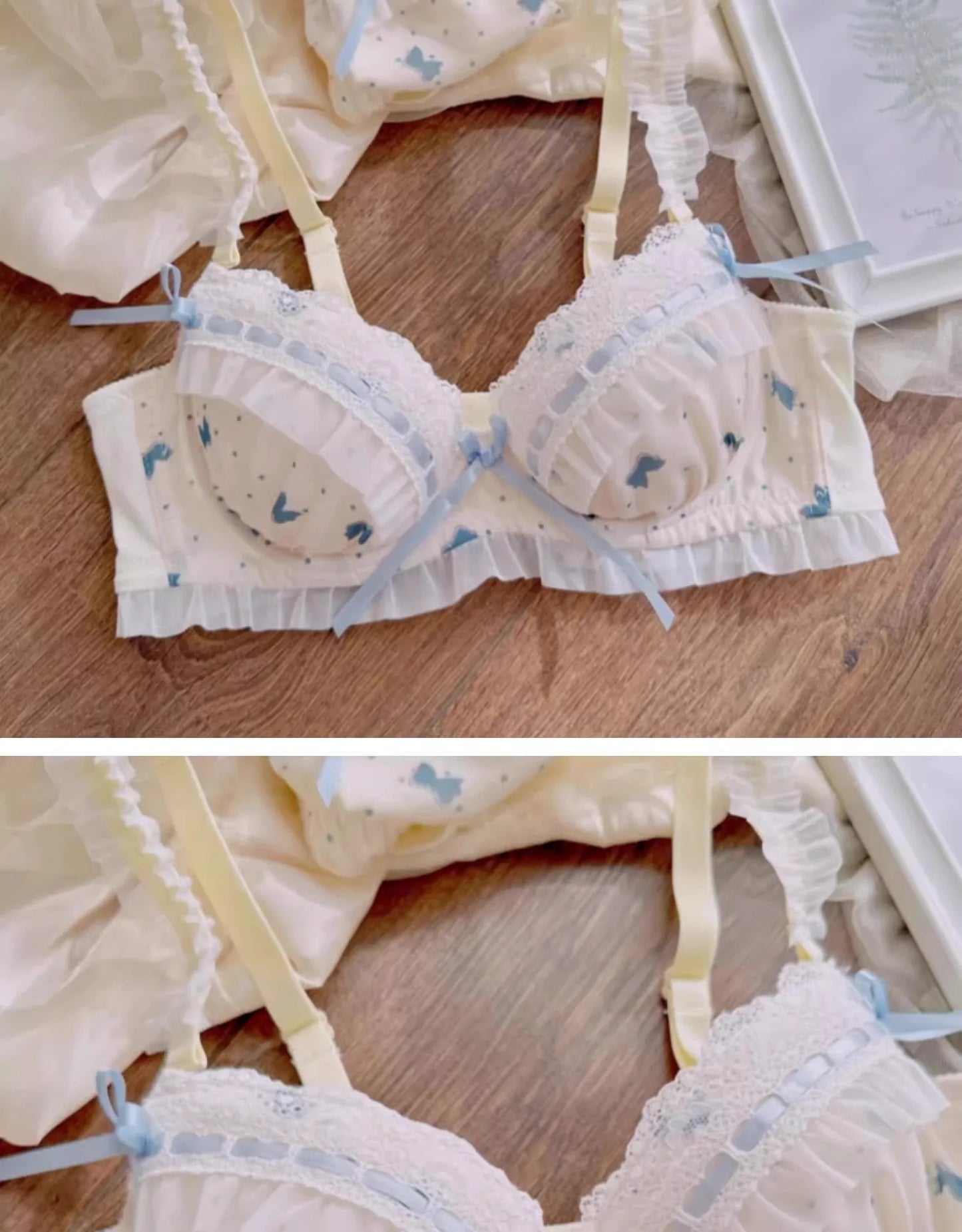 Lolita Women's Bra Set Small Breasts Gathering Up Bra Adjustable Collecting Vice Breasts No Steel Ring Bra Set