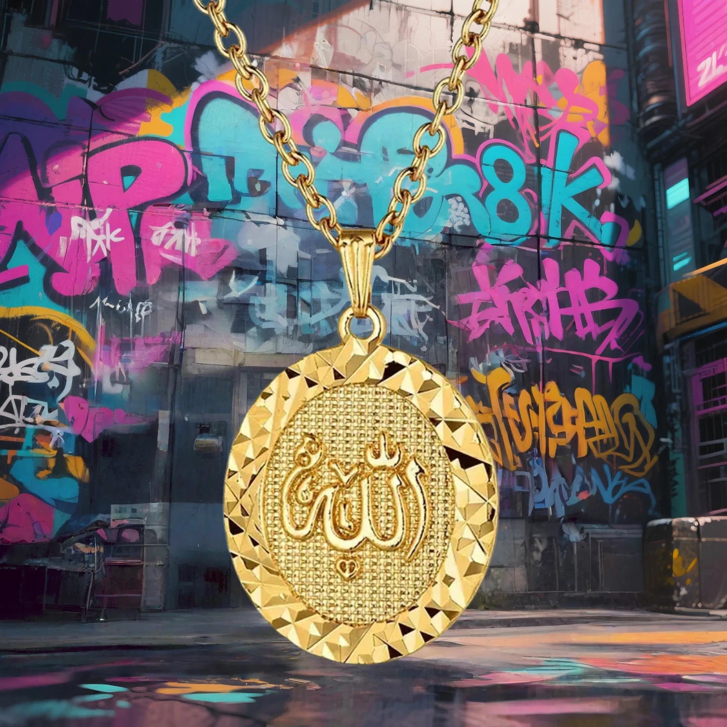 Religious Islamic Muslim Allah Pendant Female Gold Color Stainless Steel Oval Round Necklaces for Women Islam Jewelry Gift 2025