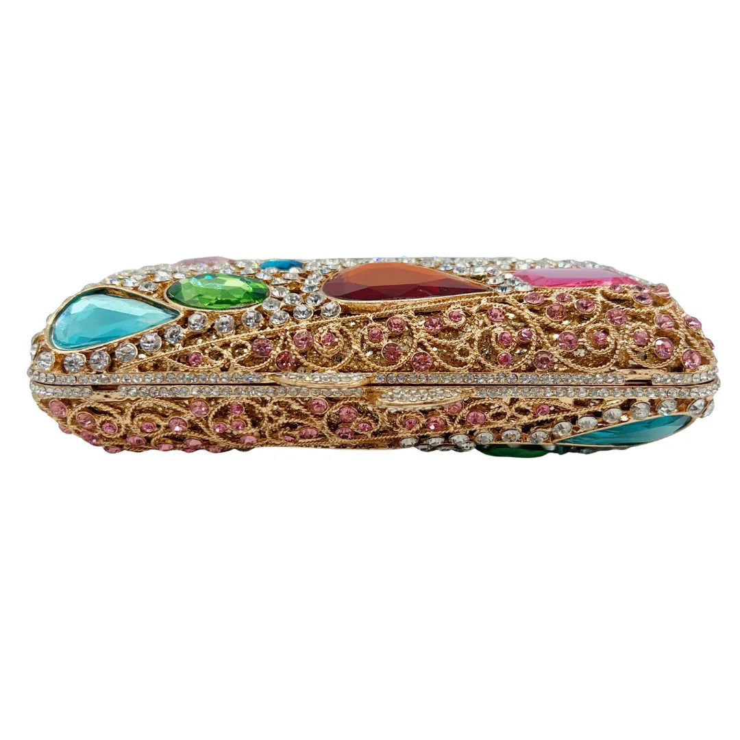 Luxury Glitter Metal Evening Bag Women Handbag Crystal Clutch Purse Wedding Party Bling Bag Rhinestone Diamond Prom Pouch