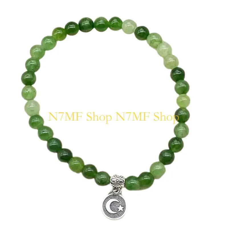 N7MF Unisex Prayer Beads Bracelet 33 Glass Beads Elastic Islamic Rosary Gift
