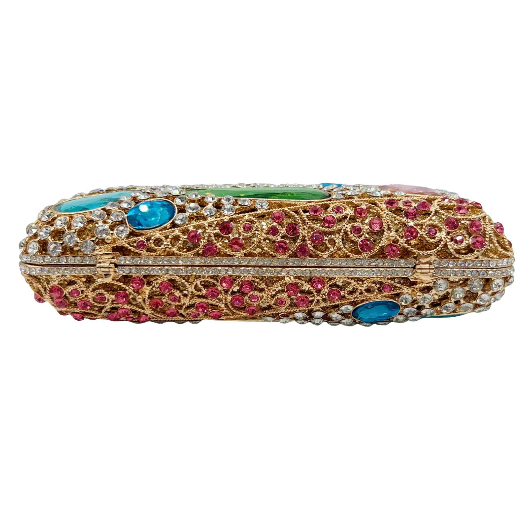 Luxury Glitter Metal Evening Bag Women Handbag Crystal Clutch Purse Wedding Party Bling Bag Rhinestone Diamond Prom Pouch