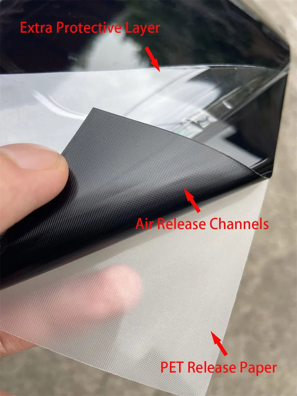 PET Glossy Black Vinyl Car Wrap Chrome Out Set Film Stickers Foil Air Release For Vehicle Roof Wing Pillar Motorcycle Tank